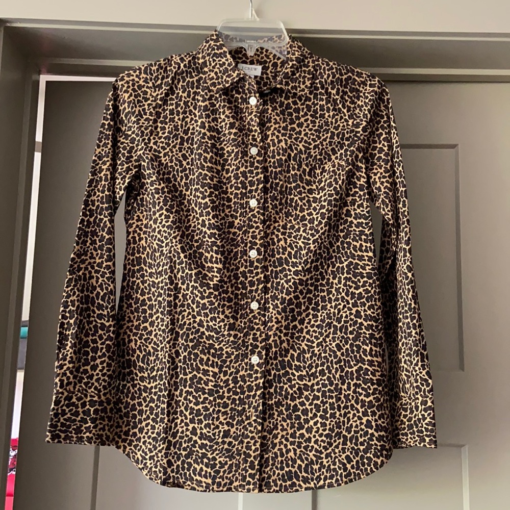 NWT J. Crew Factory Leopard Print Button Down